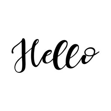 Lettering hello wrote by brush. Hello calligraphy. Stock Illustration