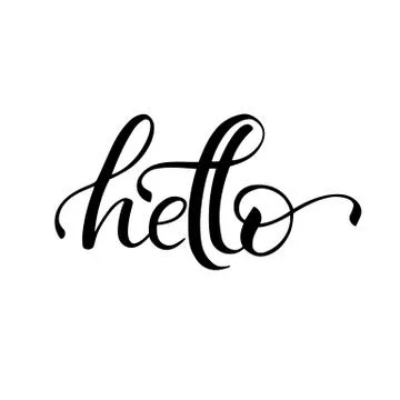 Lettering hello wrote by brush. Hello calligraphy. Stock Illustration