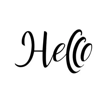 Lettering hello wrote by brush. Hello calligraphy. Stock Illustration