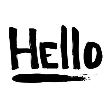 Lettering hello wrote by brush. Hello calligraphy. Stock Illustration