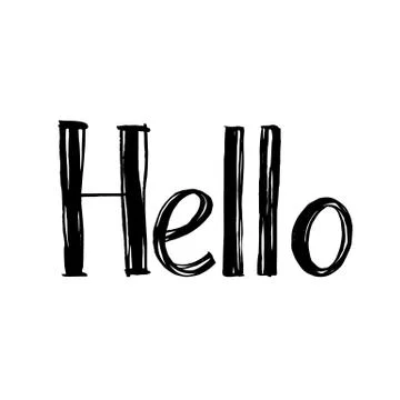 Lettering hello wrote by brush. Hello calligraphy. Stock Illustration
