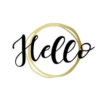 Lettering hello wrote by brush. Hello calligraphy. Stock Illustration