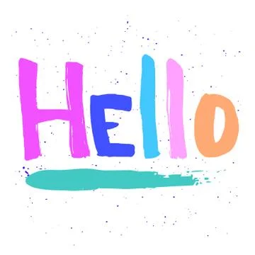 Lettering hello wrote by brush. Hello calligraphy. Stock Illustration