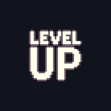 Lettering level up in the style of old arcade games Stock Illustration