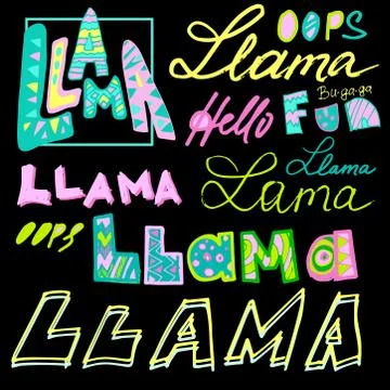 Lettering Llama Illustrazione stock