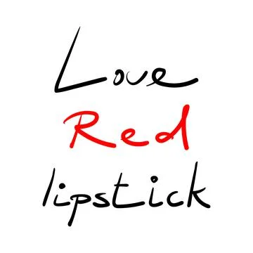 Lettering Love red lipstick. Vector illustration. Fashion lettering. Illustrazione stock