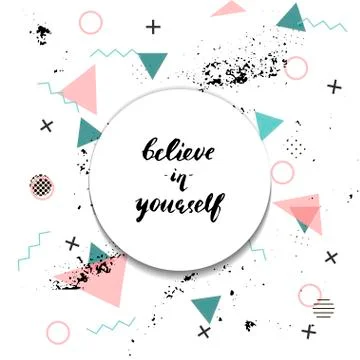 Lettering on Memphis background. Stock Illustration