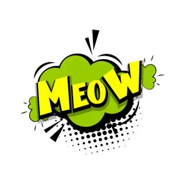 Lettering meow kitty comic text pop art Stock Illustration