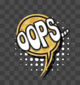 Lettering Oops Gold sparkle comic text Stock Illustration