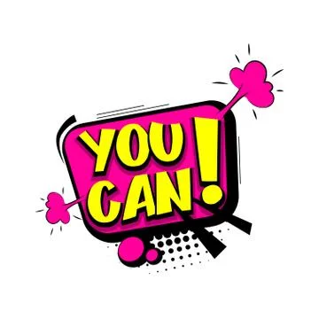 Lettering ou can do it comic text pop art Ilustración de archivo
