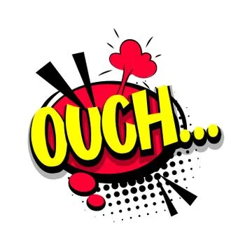 Lettering ouch oops comic text pop art Stock Illustration