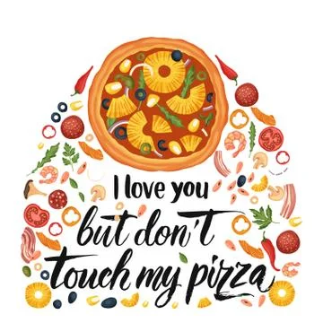 Lettering pizza vector illustration. Stock Illustration