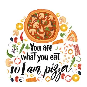 Lettering pizza vector illustration. Stock Illustration