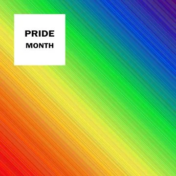 Lettering PRIDE MONTH on gradient rainbow background. LGBT flag. Template design Stock Illustration