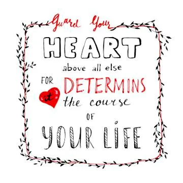 Lettering on Proverbs 4 23 Stock Illustration