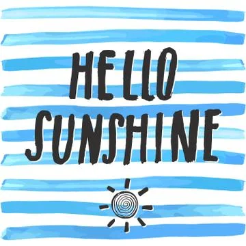Lettering romantic summer quote hello sunshine. Hand drawn Sketch typographic イラスト素材