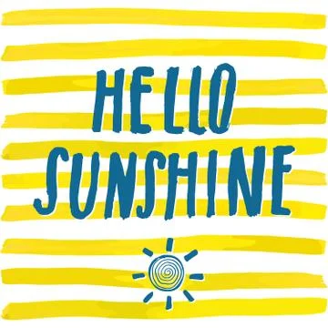 Lettering romantic summer quote hello sunshine. Hand drawn Sketch typographic イラスト素材