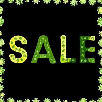 Lettering. Seamless pattern. Vector. Illustration in yellow, black and green col Stock Illustration