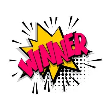 Lettering winner comic text speech bubble Illustrazione stock