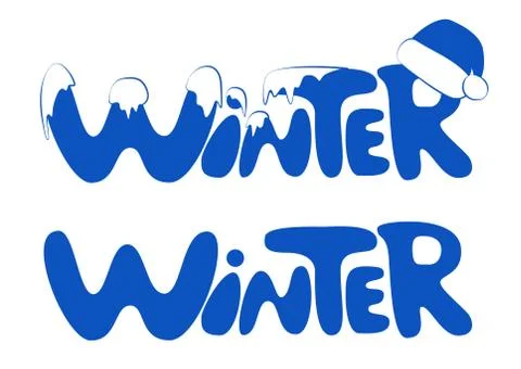 Lettering Winter with a hat Stock Illustration