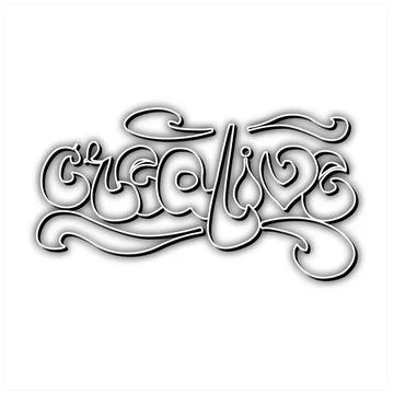 Lettering word "Creative" on the white background, for logo, sketchbook, web Stock Illustration