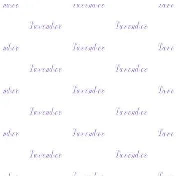 Lettering of the word lavender. Cursive. Seamless pattern. Stock Illustration