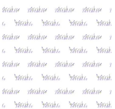 Lettering of the word lavender. Cursive. Seamless pattern. 스톡 일러스트