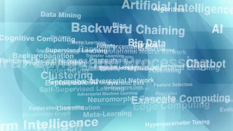 Lettering world globe artificial intelligence ai algorithm, and machine Stock Footage 270180726