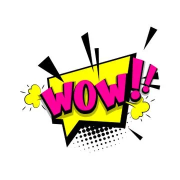Lettering wow comic text pop art Stock Illustration