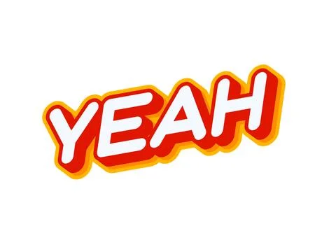 Lettering yeah. Comic text sound effects. Lettering isolated on white colourf Stock Illustration