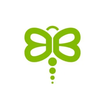 Lettermark BB Initials Dragonfly Symbol Design Stock Illustration