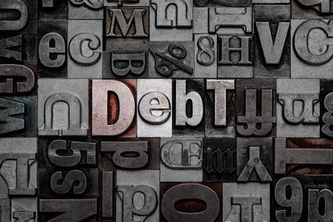 Letterpress Debt Stock Photos