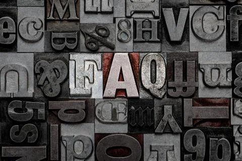 Letterpress FAQ Stock Photos