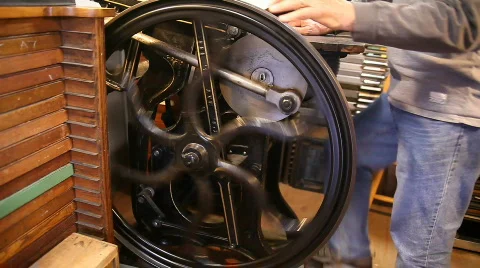 Letterpress flywheel Stock Footage 590862