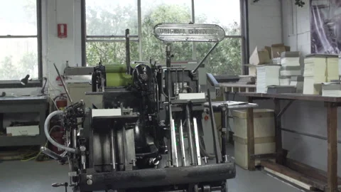 Letterpress machine operating Stock Footage 160519271