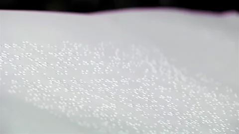 Letterpress Printing Press Machine Printing Sheets of Braille Paper. Close up.   Stock Footage 270250933
