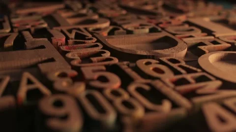 Letterpress Wood Type Blocks Rotating Stock Footage 137071390