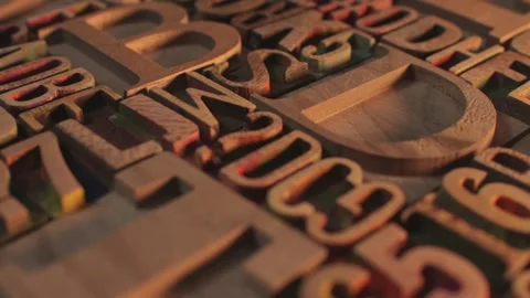 Letterpress Wood Type Blocks Rotating Stock Footage 137071402