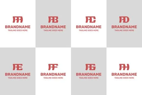 Letters AA AB AC AD AE AF AG AH Monogram Slant Logo Set Ilustração Stock