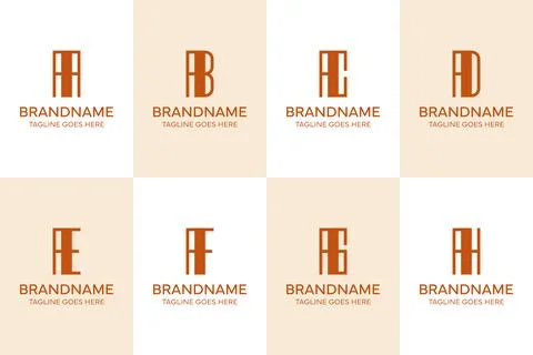 Letters AA AB AC AD AE AF AG AH Elegant Monogram Logo Set Stock Illustration