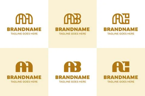 Letters AA AB AC Monogram Logo Set, for AA BA CA initials Brand Stock Illustration