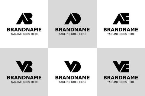Letters AB AD AE VB VD VE Monogram Bold Logo, for BA DA EA BV DV EV Initial.. Stock Illustration