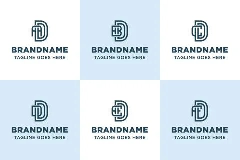 Letters ADD BDD CDD DDD EDD FDD Monogram Logo Set Stock Illustration