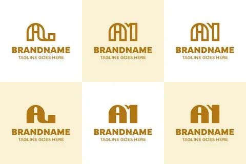 Letters AL AM AN Monogram Logo Set, for LA MA NA initials Brand Stock Illustration