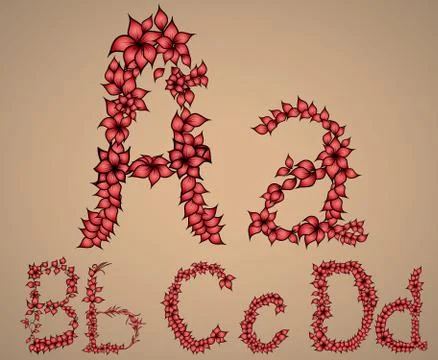 Letters of the alphabet A, B, C, D Illustrazione stock