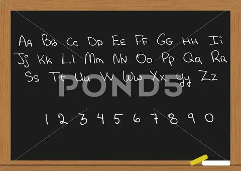Letters and numbers in chalkboard Stock Illustration