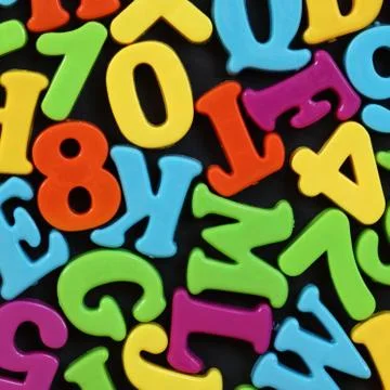 Letters and numbers Stock Photos