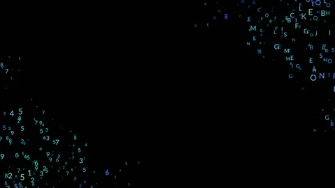 Letters and numbers.Abstract space background, geometry surfaces, lines and Video stock 95463213