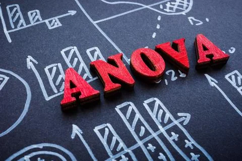 Letters Anova analysis of variance on the sheet of paper. Stock Photos