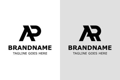 Letters AP AR Monogram Modern Logo Set, suitable for AP PA AR RA Initials Bra Stock Illustration